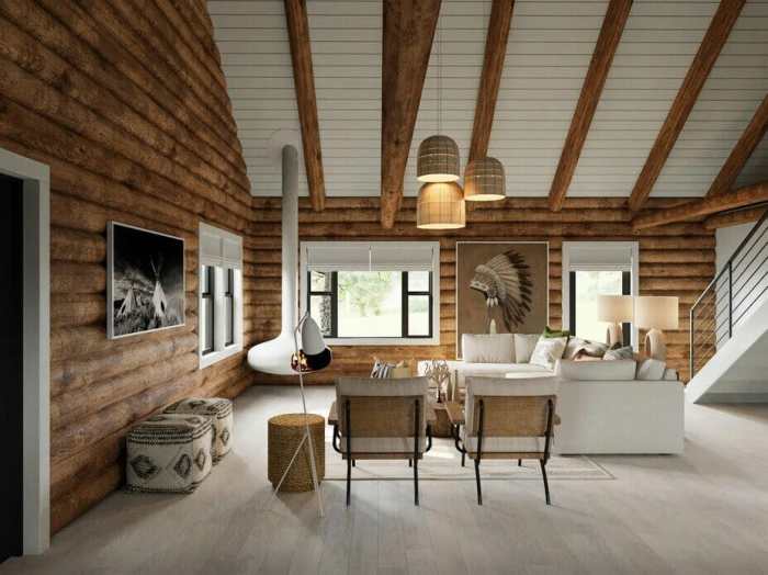 Log house interior design