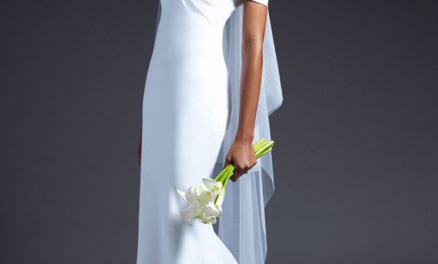 Fit and flare wedding dress with slit