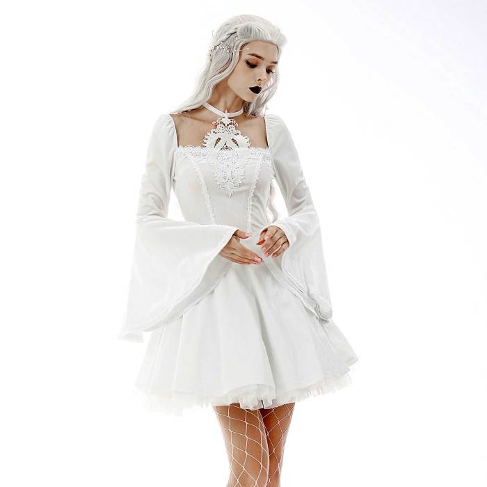 Gothic white wedding dress