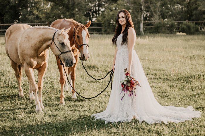 Western fringe wedding dress