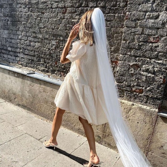 Wedding veil with short dress