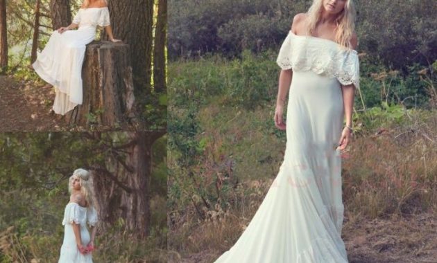 Boho cream wedding dress