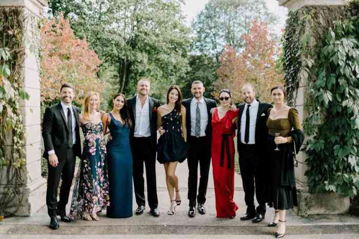 Wedding party with black dresses