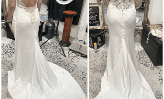 Before and after wedding dress alterations