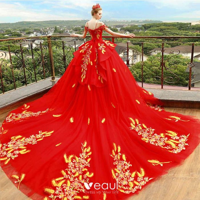 Ball gown red wedding dresses