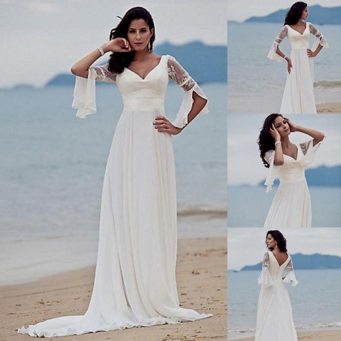 White dress for beach wedding